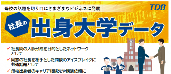 母校の話題を切り口に様々なビジネス展開　～社長の出身大学データ～